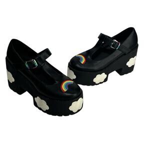 Hot Topic Black Rainbow Platform Heels